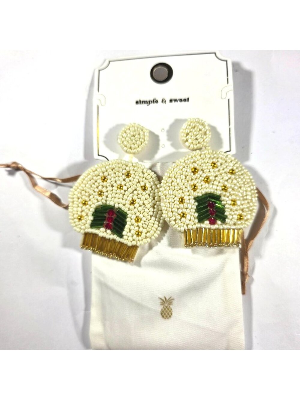 Christmas Earrings Simply Southern Beaded Holiday tree snow Globe Gift Pouch